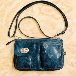 Brighton Teal Embossed Leather Crossbody EUC